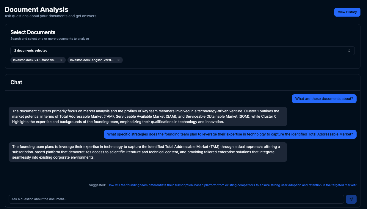 Document Analysis Interface - Multi-document AI chat analysis